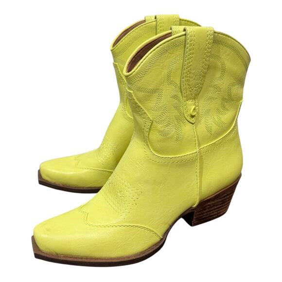 Circus Sam Edelman Josephina Western Boot Yellow 5.5 Ankle Heeled Cowboy Boho - Picture 1 of 9